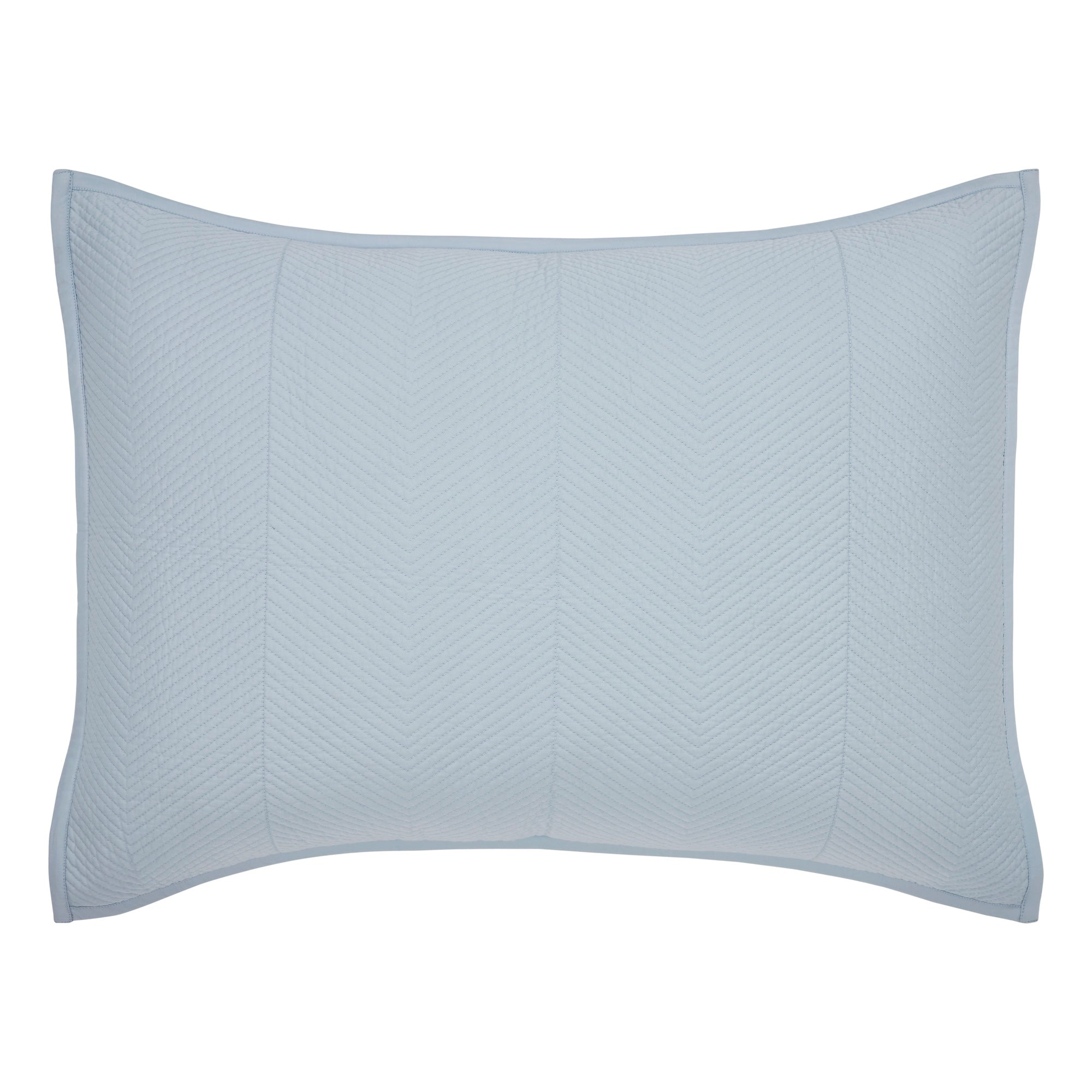 SS-262-2026_1|Soft light blue quilted pillow sham with subtle chevron stitching. Creates a serene and inviting bedroom retreat, relaxing comfort.