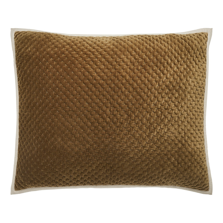 DE-378-3137_1|Luxurious dark brown velvet quilted pillow sham with elegant diamond pattern, perfect for sophisticated bedroom decor.