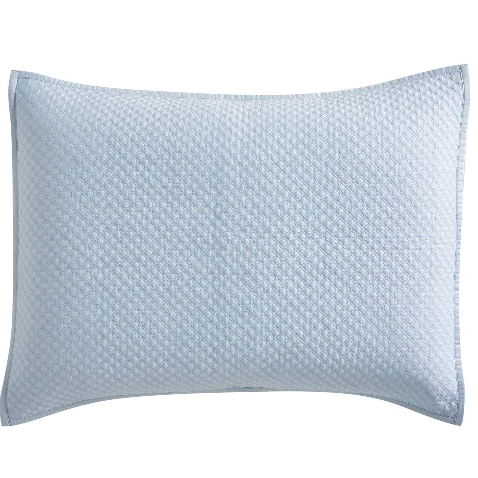 KS-251-2036_1|Serene light blue rectangular decorative pillow with a delicate quilted diamond pattern, adding a soothing touch to bedding.