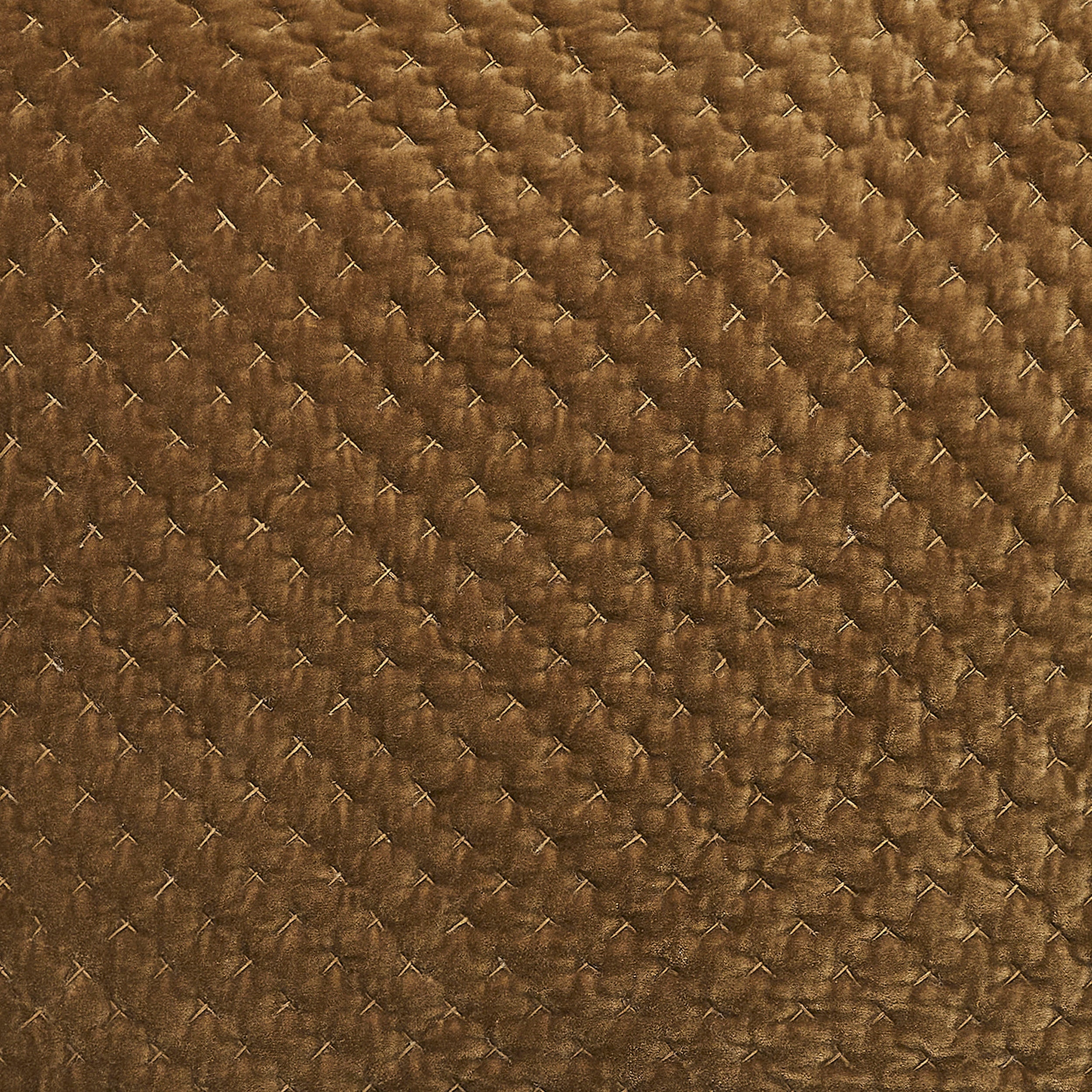 ES-378-2626_4|Close-up of a luxurious brown velvet quilt featuring a dense diamond stitched pattern, ideal for sophisticated bedding decor.