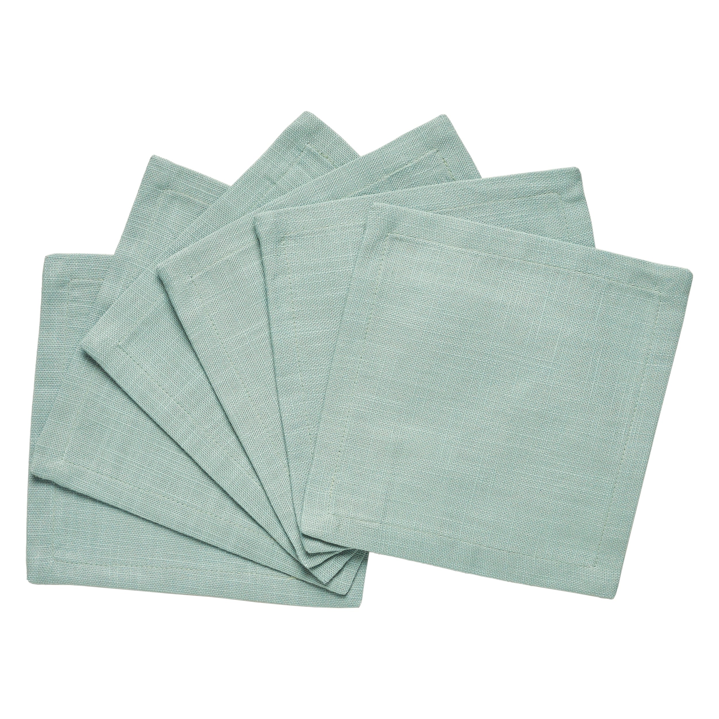 CNP-4911-66_2|Set of fan-folded mint green linen dinner napkins, ideal for stylish dining, reusable cloth serviettes, modern table decor.