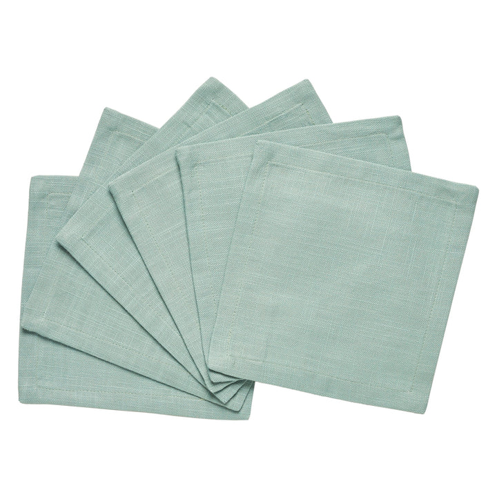 CNP-4911-66_2|Set of fan-folded mint green linen dinner napkins, ideal for stylish dining, reusable cloth serviettes, modern table decor.