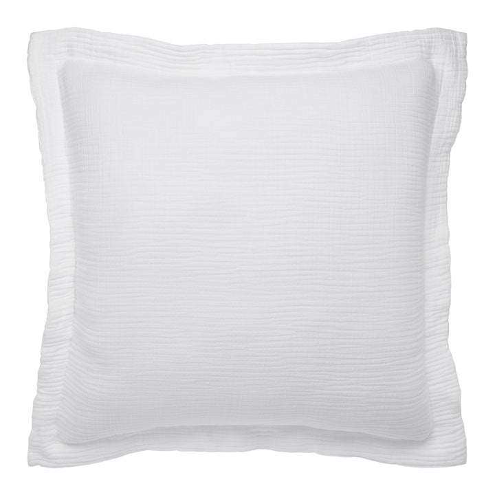 ES-048-2626_1|White crinkled cotton duvet cover, soft textured gauze for a relaxed, breathable bedding experience.