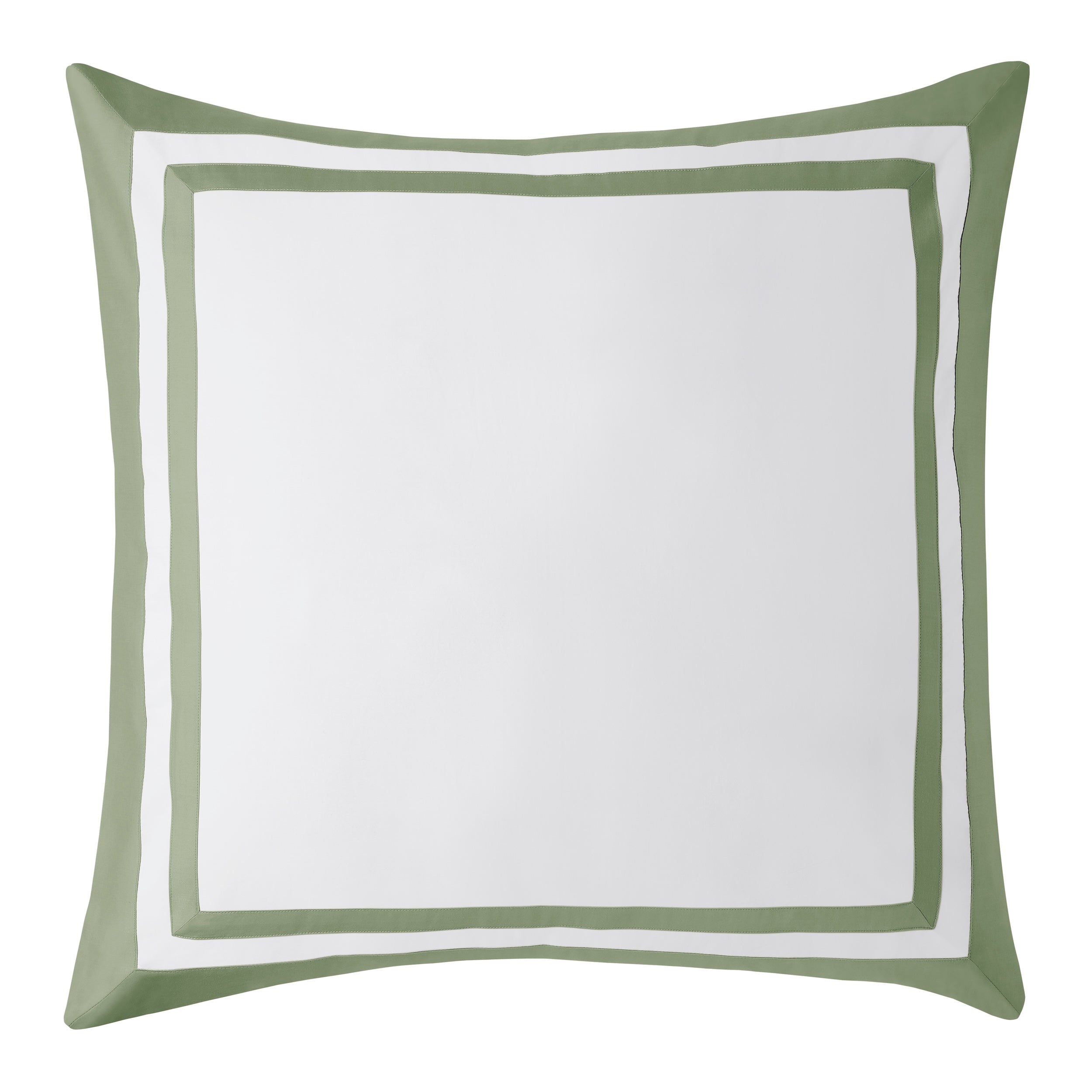 ES-062-2626_1|Sophisticated white duvet cover with a striking double green border, bringing a fresh, modern touch to your bedding.