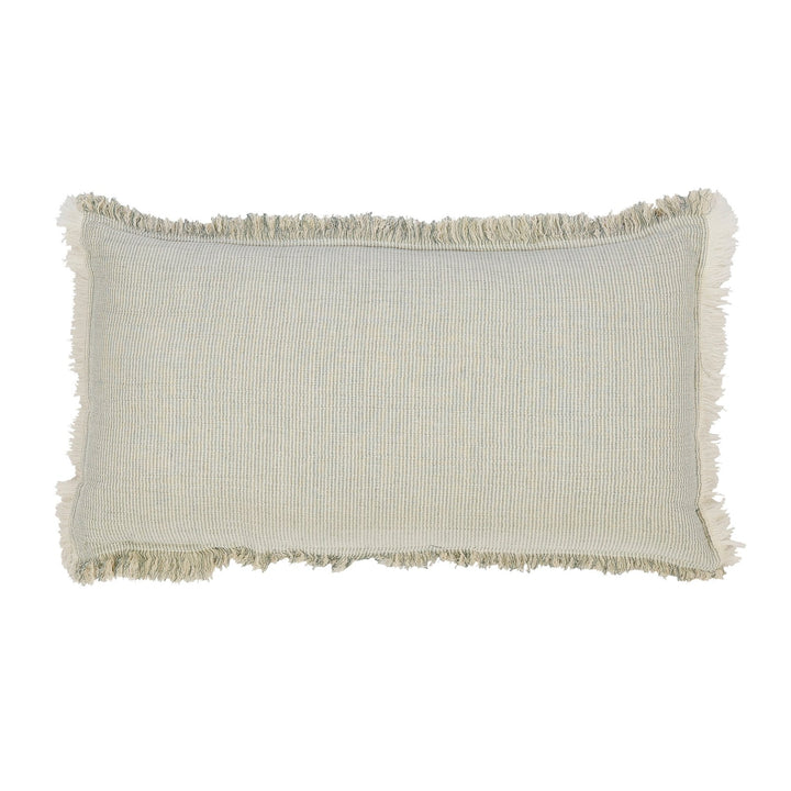 TP-111-1426_1|Light striped rectangular textured accent pillow with stylish fringe edges, adding bohemian charm to any bed or sofa.