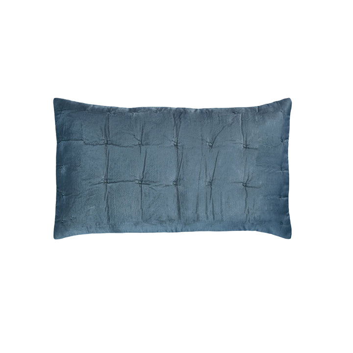 DE-310-3137_1|Stylish deep blue velvet quilted bed pillow sham, long rectangular shape, plush texture, perfect for modern bedroom accents.
