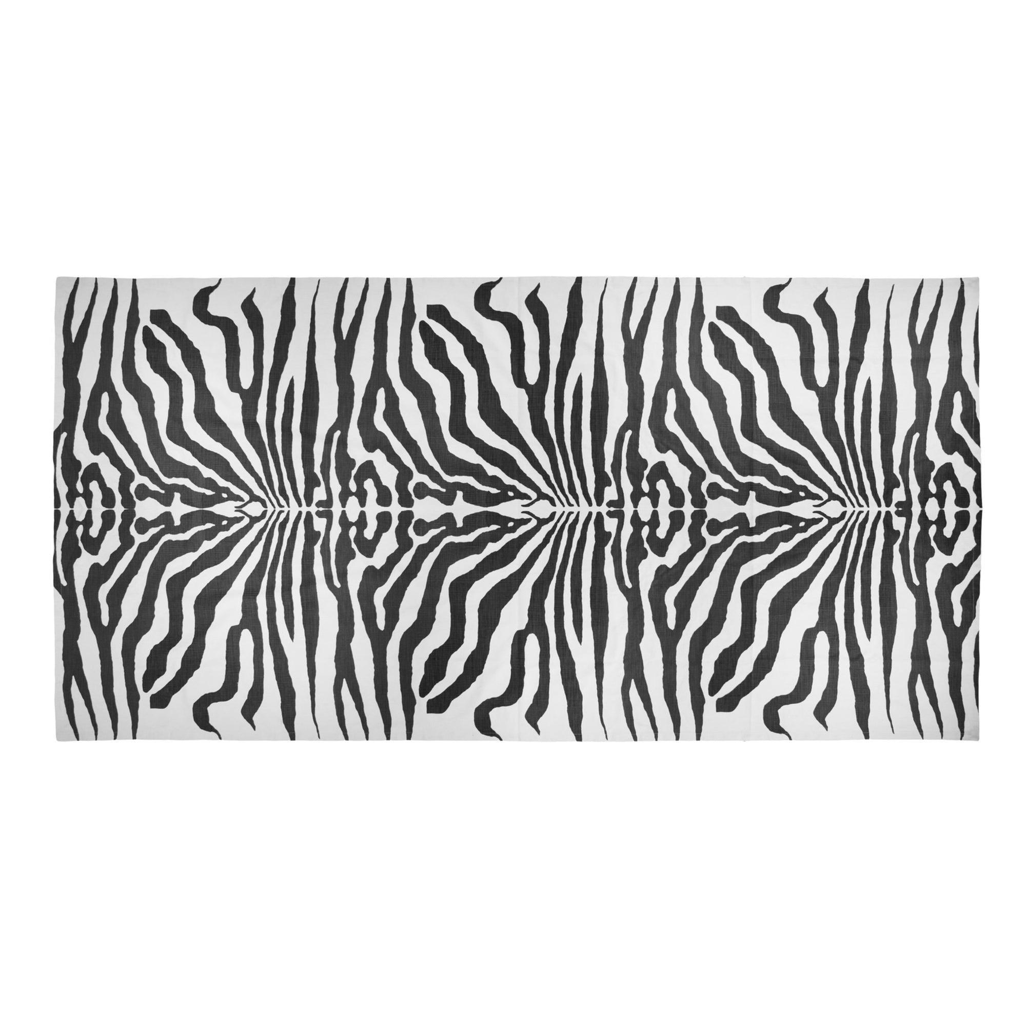 TC-4501B-6090_1|Striking black and white zebra print table runner, adding a bold and exotic touch to modern dining or console table decor.