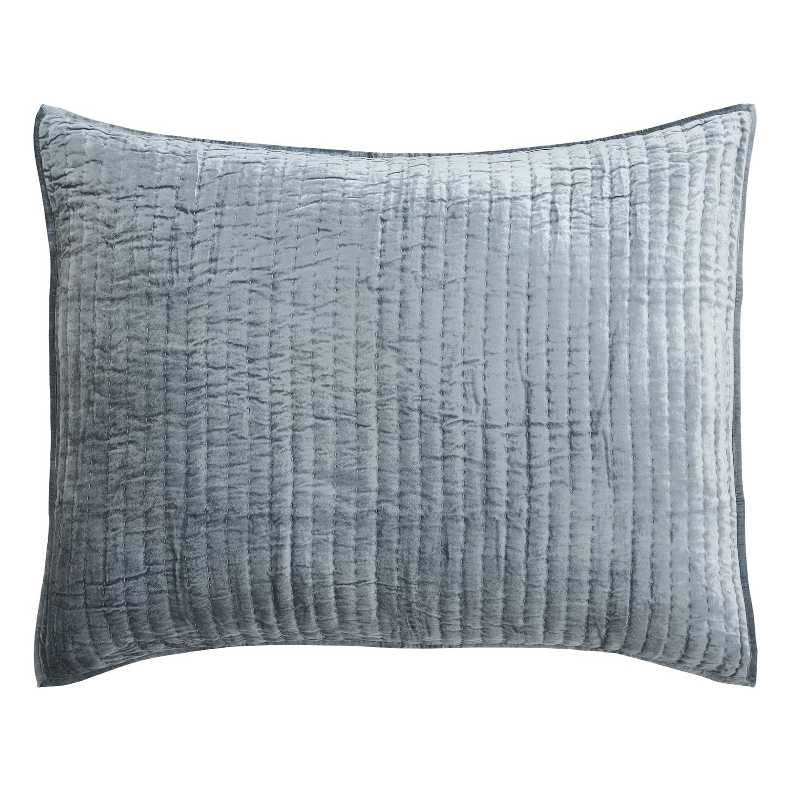 DE-340-3137_1|Luxurious indigo blue quilted velvet pillow sham, offering rich texture and elegant comfort for bedroom decor.