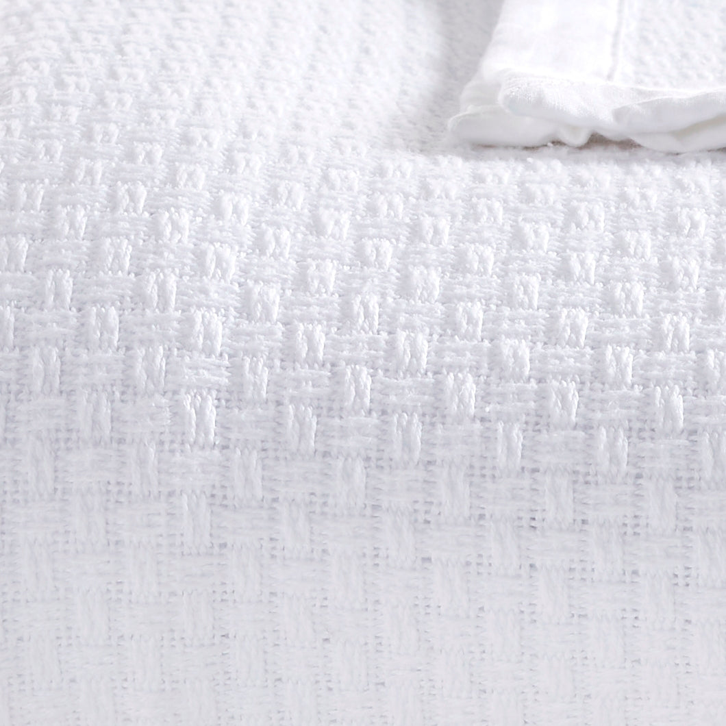 SWT-855-7.8_1|Fresh white woven fabric with a distinct textured basketweave pattern, offering depth and sophistication to any home linen.