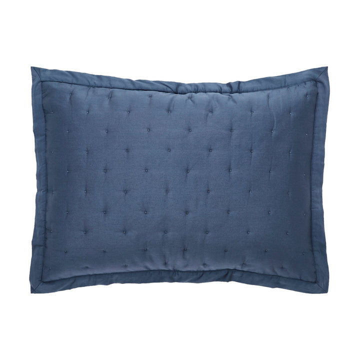 SS-357-2026_1|Deep blue diamond-quilted velvet full/queen quilt set. Elegant, plush bedding for a luxurious and comfortable bedroom.