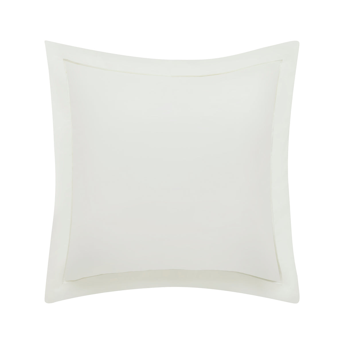 ES-064-2626_1|Solid white smooth cotton sateen duvet cover, featuring a plain, crisp texture and elegant stitched flanged border detail.