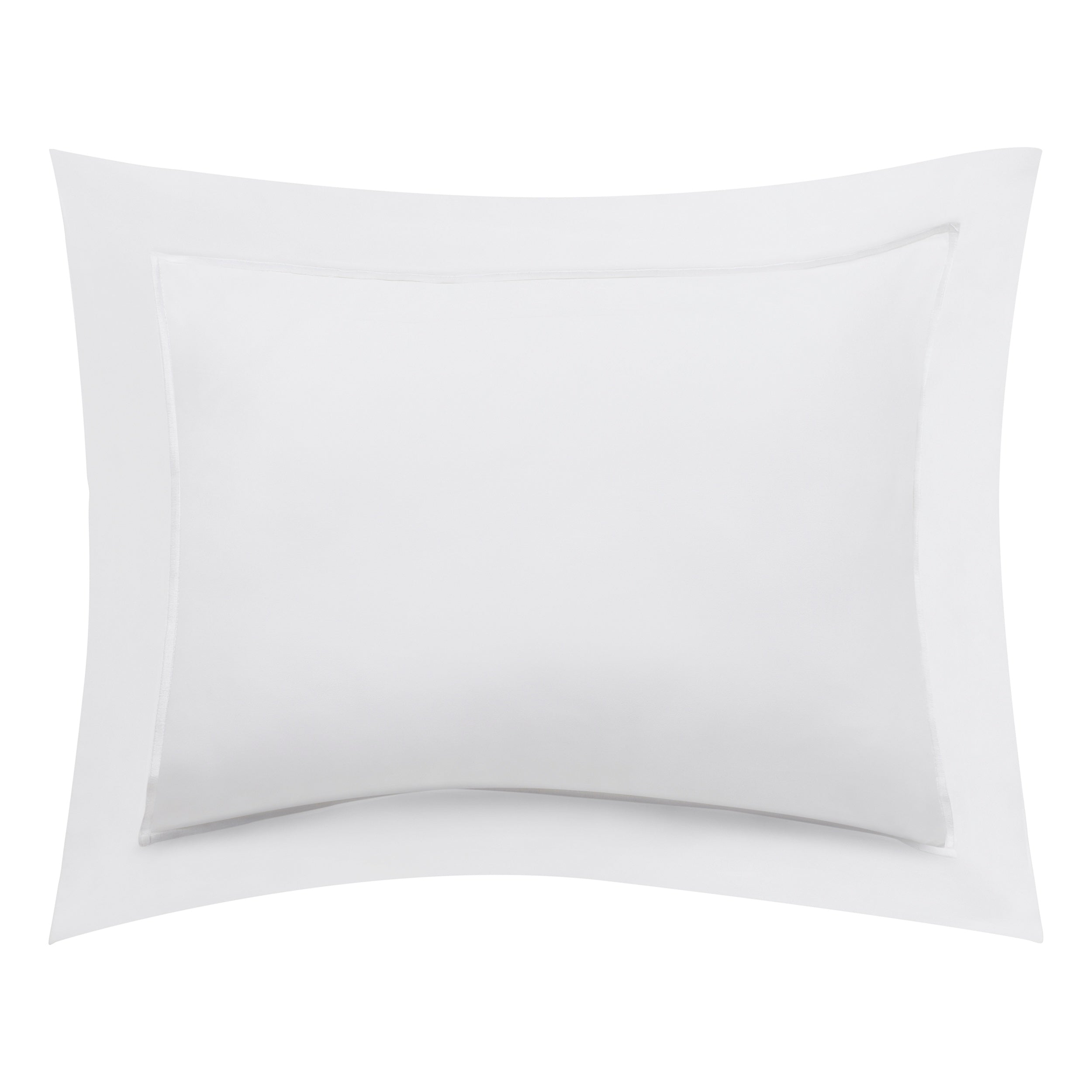 BS-058-1216_1|Elegant pure white sateen duvet cover with a wide flanged border, providing a serene and luxurious sleep sanctuary.