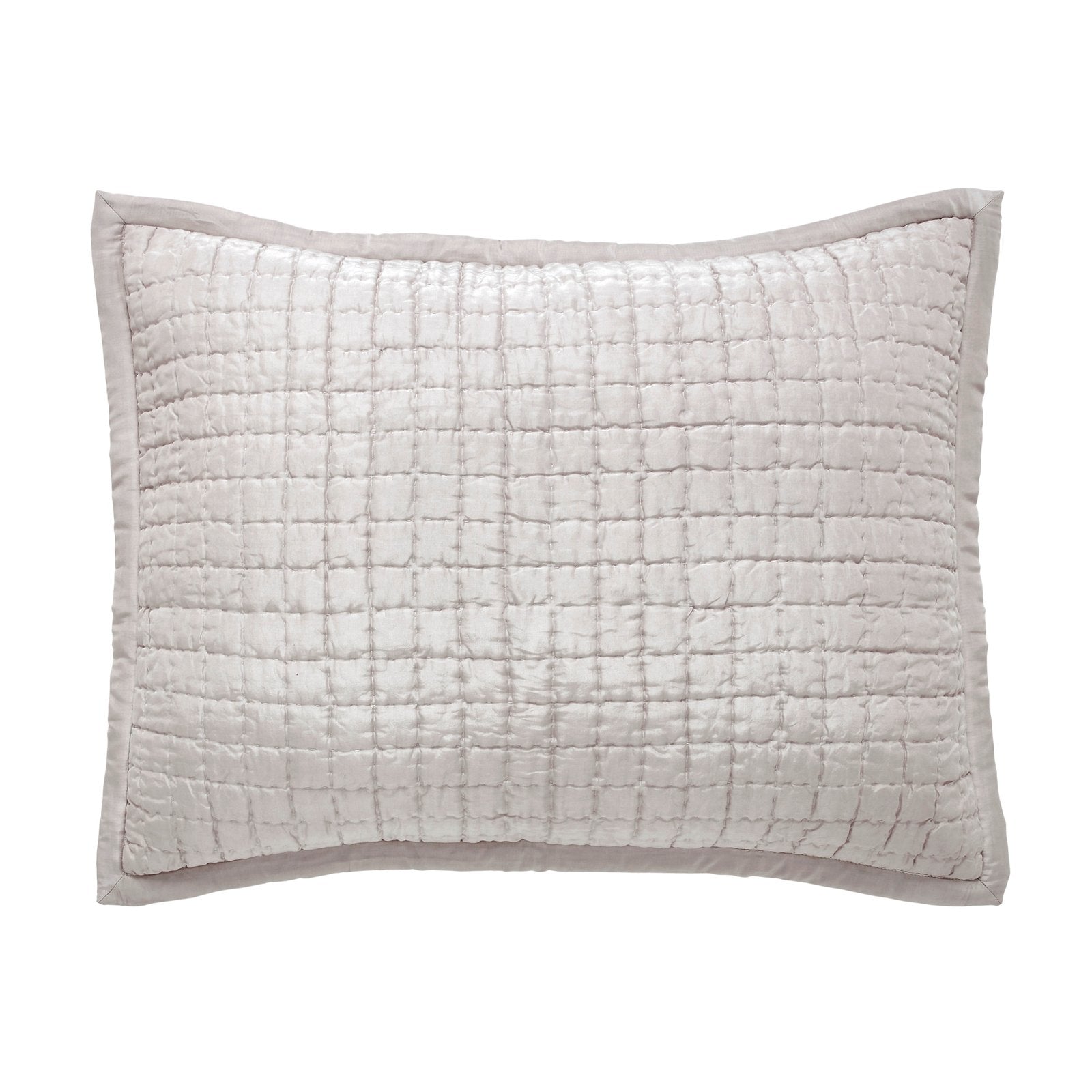 SS-178-2026-LOT1_1|Elegant light beige quilted coverlet pillow sham, showcasing a clean large square grid pattern for refined bedding.