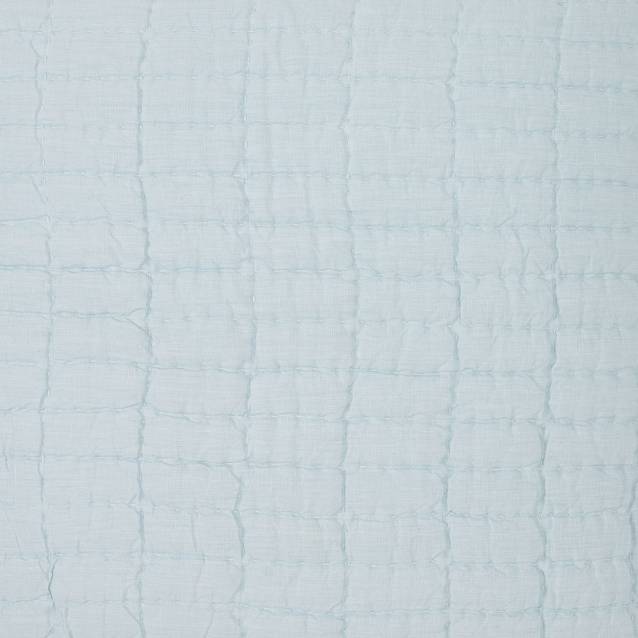 SWT-372-X_1|Light blue quilted fabric with a serene square pattern and soft textured finish, ideal for calming and breathable bedding textiles.