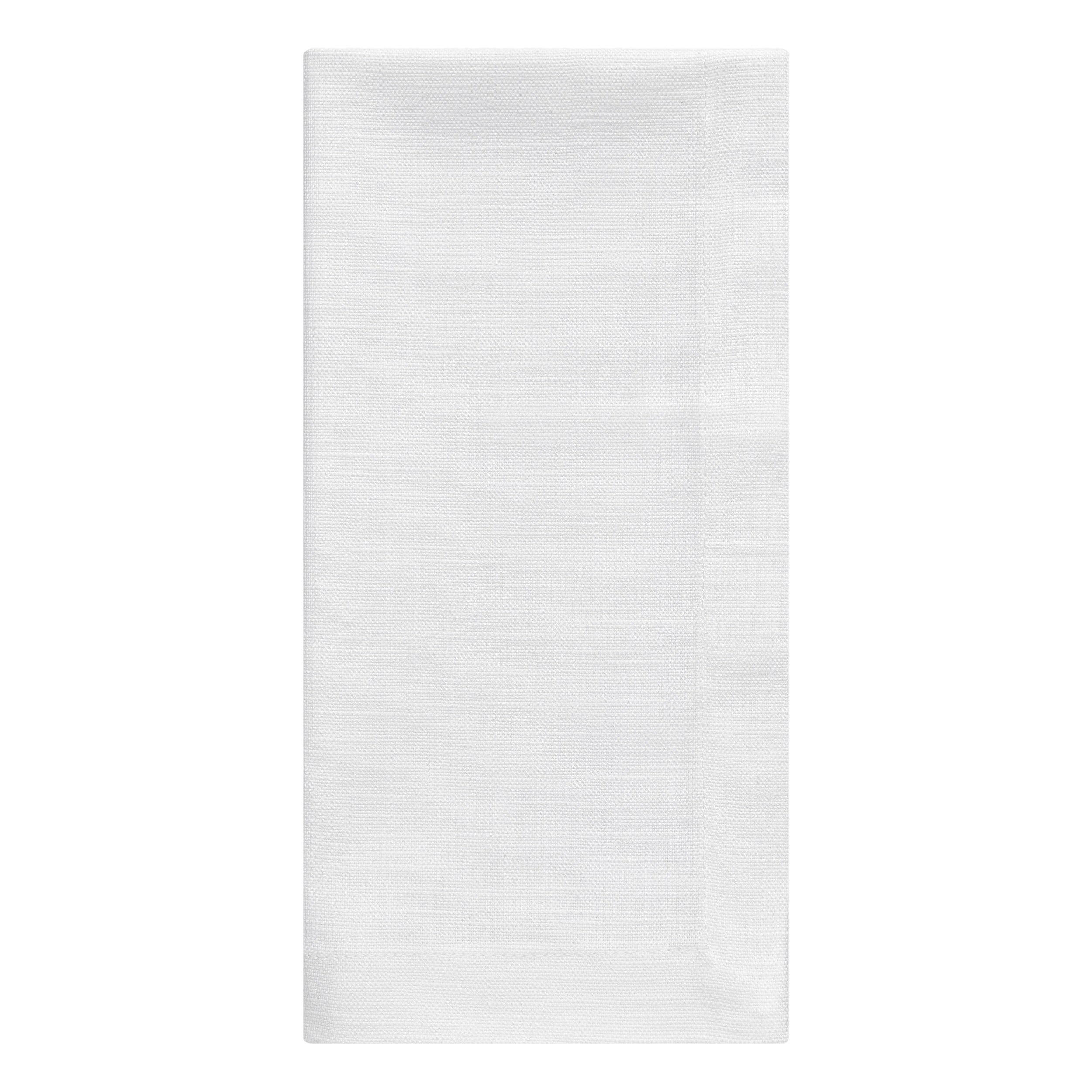 NP-4809-2020_3|Single crisp white linen-look fabric dinner napkin, neatly folded, perfect for a refined place setting.