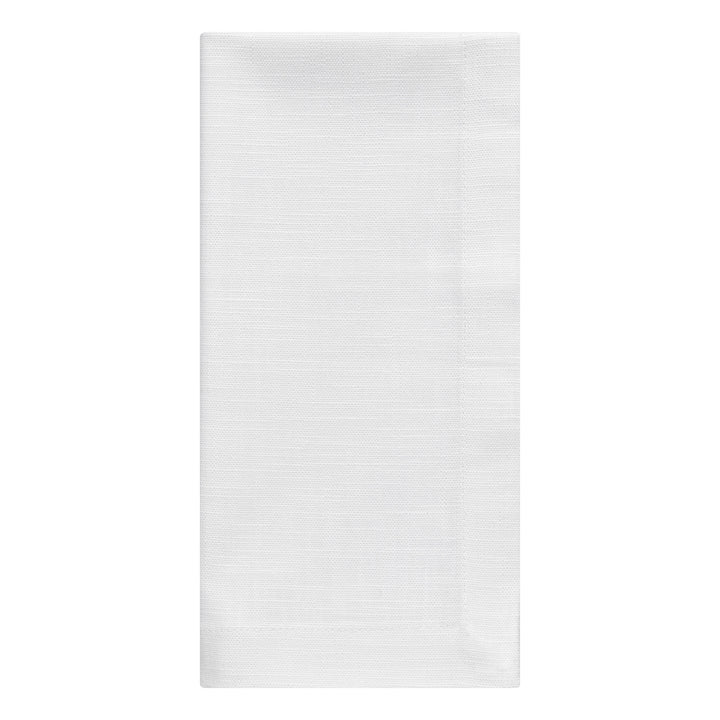 NP-4809-2020_3|Single crisp white linen-look fabric dinner napkin, neatly folded, perfect for a refined place setting.
