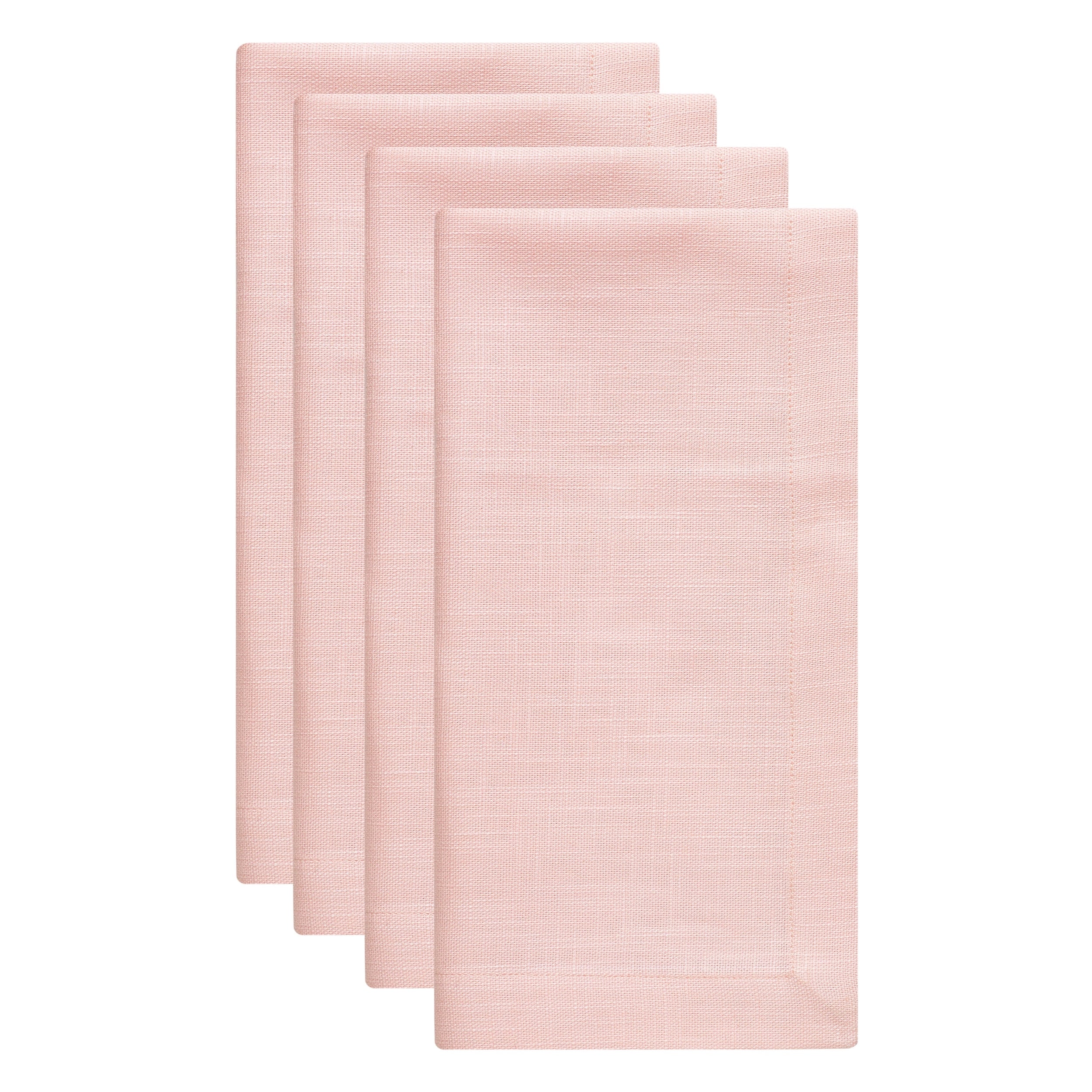 NP-4810-2020_2|Set of 4 blush pink reusable linen blend dinner napkins. Perfect for elegant dining table settings and daily use, easy care.
