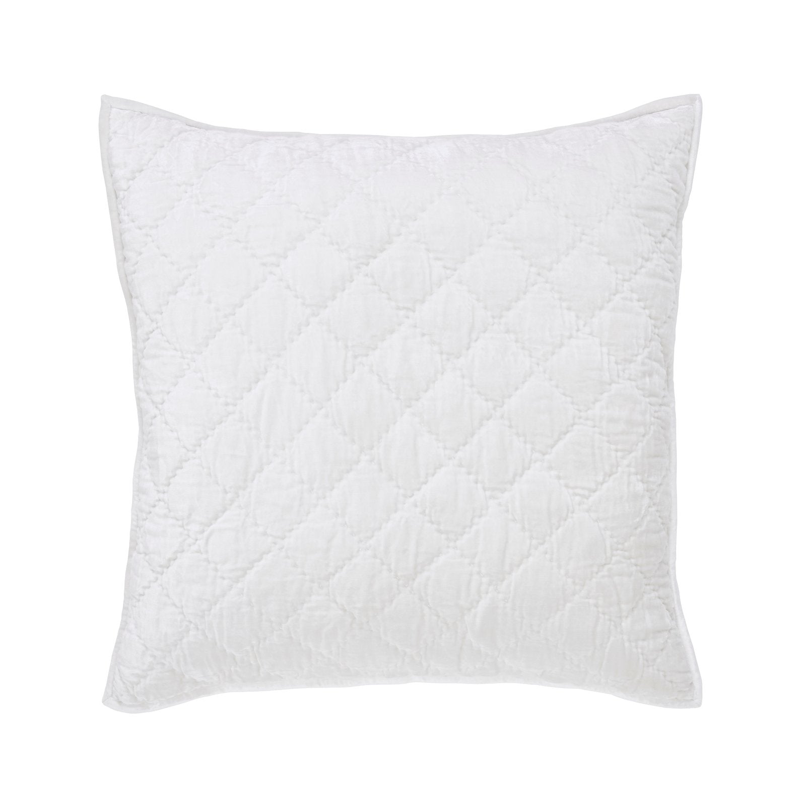 ES-343-2626_1|Crisp white quilted pillow sham with a clean diagonal diamond pattern, offering a fresh and classic look for bedrooms.