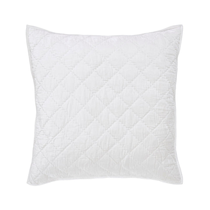 ES-343-2626_1|Crisp white quilted pillow sham with a clean diagonal diamond pattern, offering a fresh and classic look for bedrooms.
