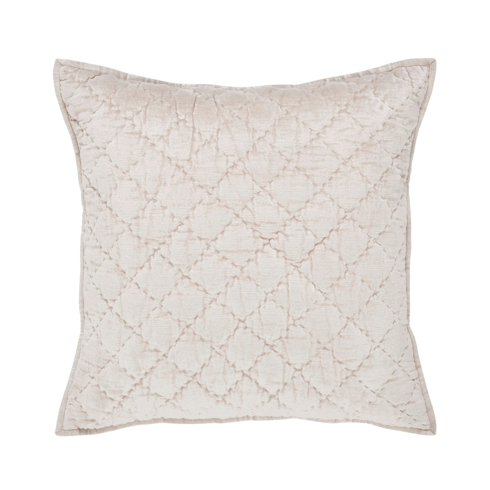 ES-342-2626_1|Sophisticated light beige quilted pillow sham with an elegant diagonal diamond pattern, perfect for stylish bedding.