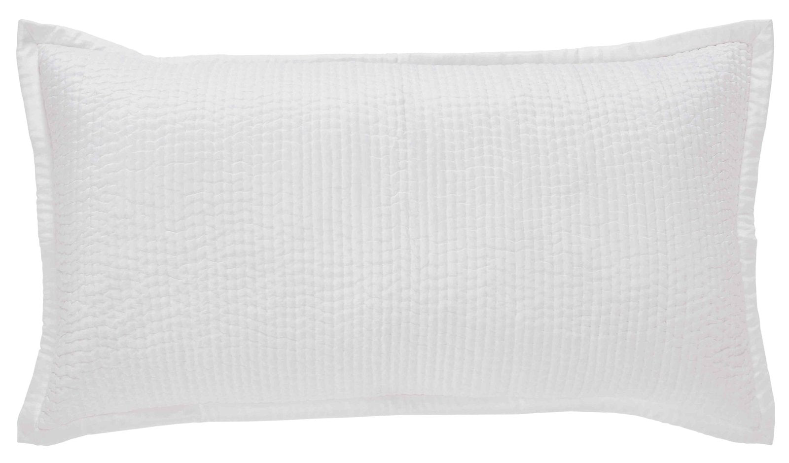 KS-165-2036_1|Crisp white rectangular quilted coverlet pillow sham with subtle textured stitching, perfect for fresh bedding.