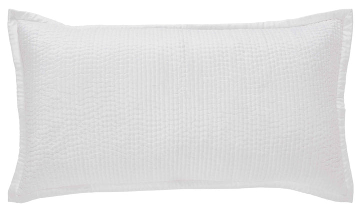 KS-165-2036_1|Crisp white rectangular quilted coverlet pillow sham with subtle textured stitching, perfect for fresh bedding.