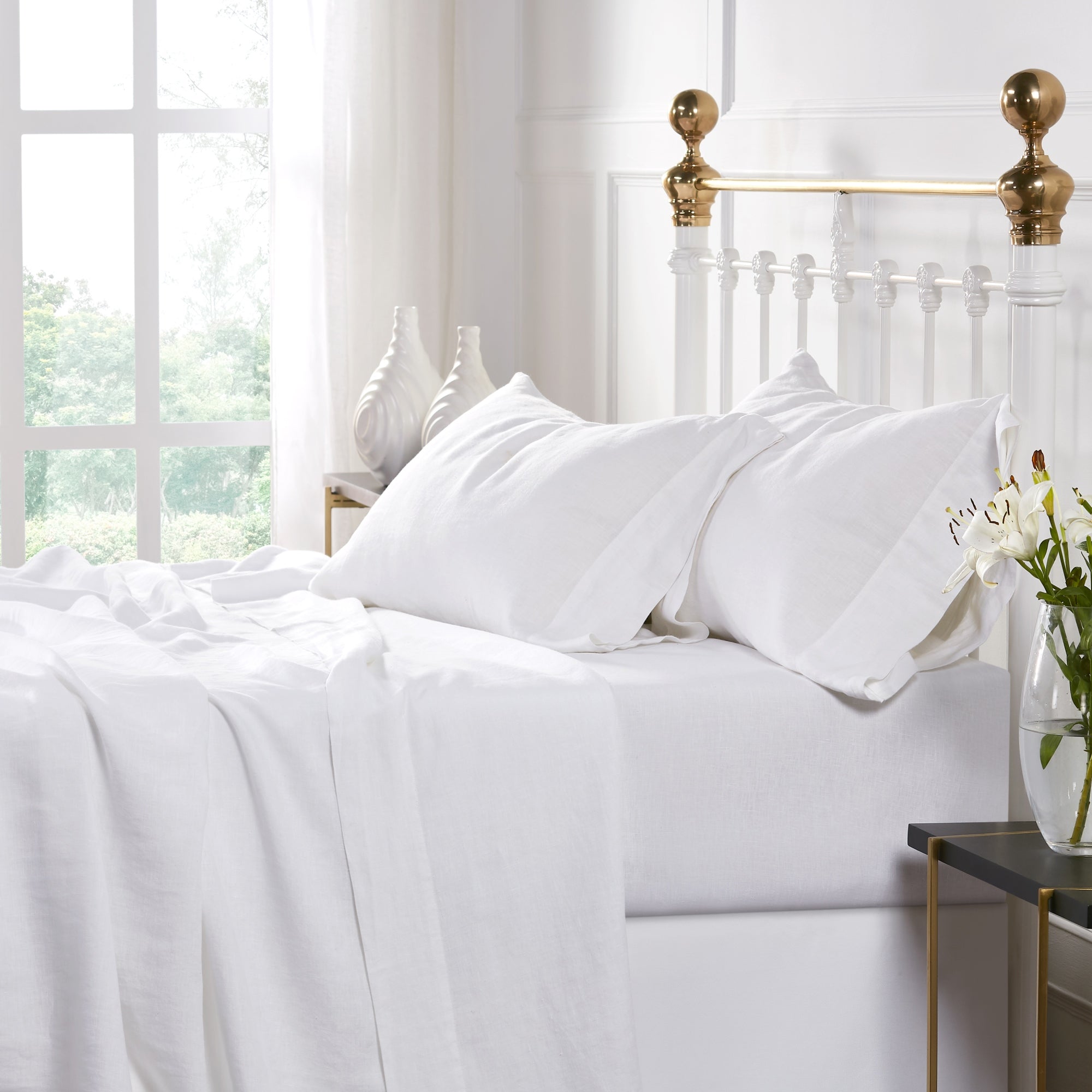 CSS-514-7284_2|Premium 100% linen sheets, offering breathable comfort and luxurious softness. Ideal for any elegant bedroom decor.