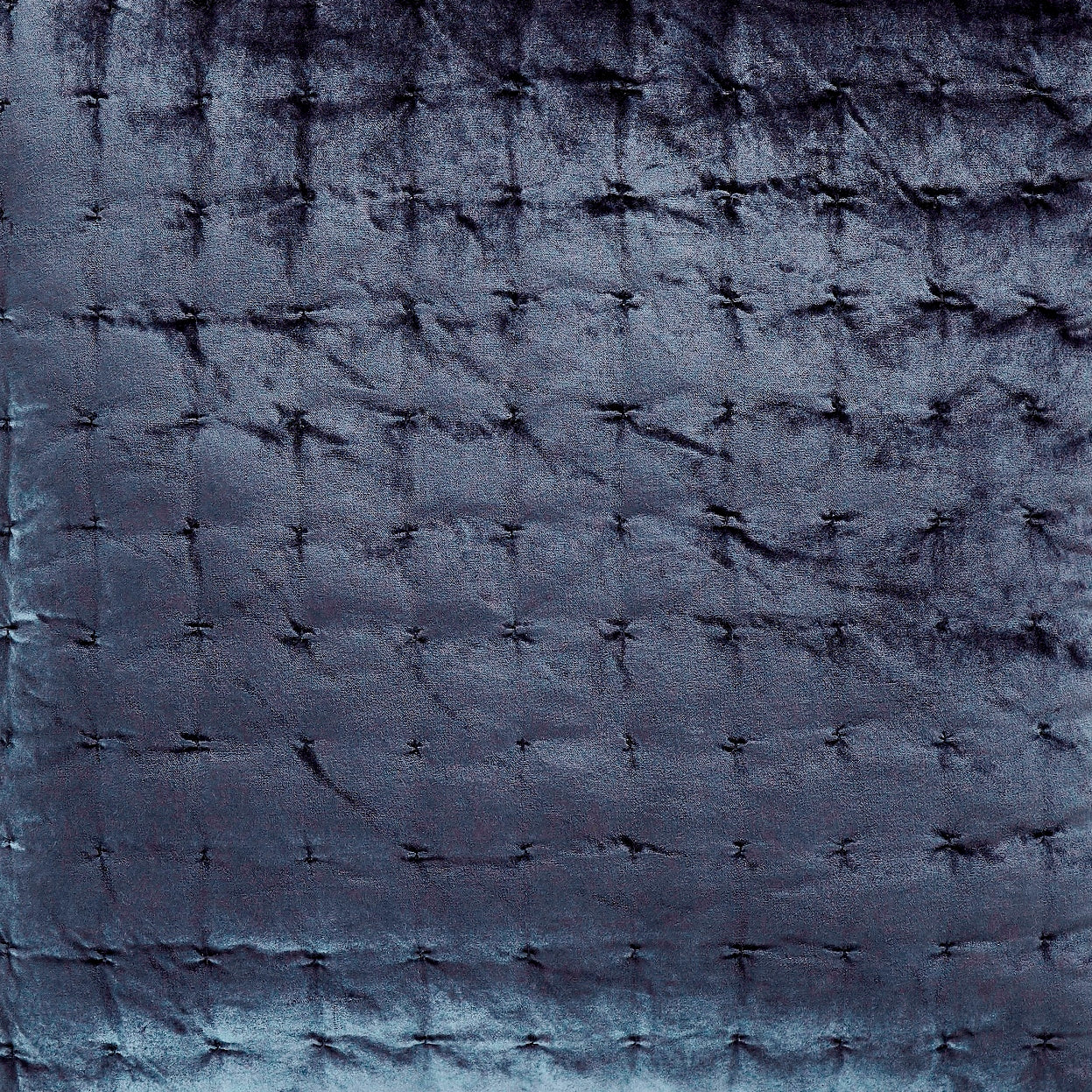 SWT-313-7.8_1|Deep indigo blue velvet fabric with subtle stitched square pattern, offering a luxurious and soft textured feel for decor.