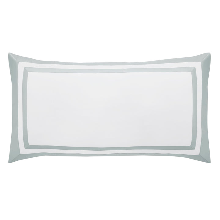 KS-063-2036_1|Pristine white duvet cover with calming light blue double border trim, high-quality cotton percale for a fresh, inviting bed.