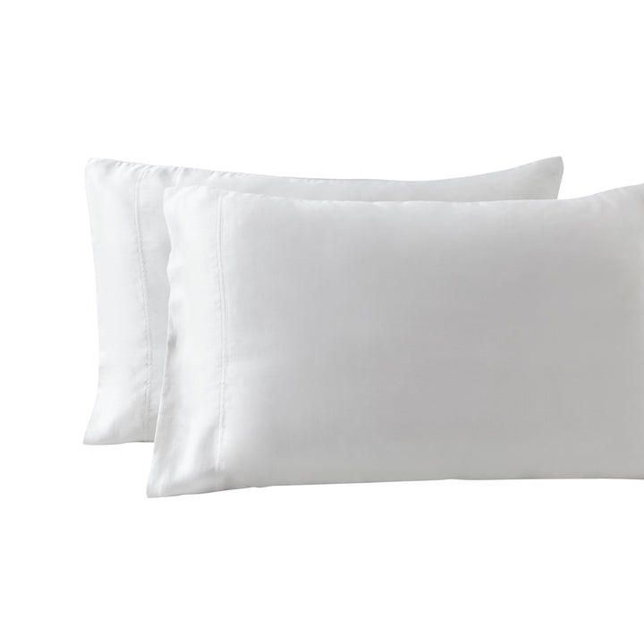 AKP-528-2040_1|Pair of luxurious white 100% Lyocell pillowcases, incredibly soft, silky, and cooling for superior comfort.