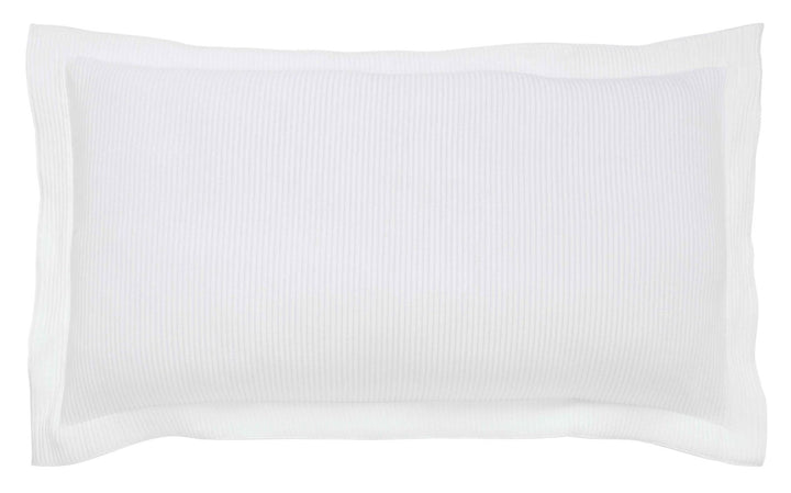 KS-191-2036_1|Crisp white quilted euro sham with fine vertical stripe texture, elegant, premium quality, soft bedding ensemble.