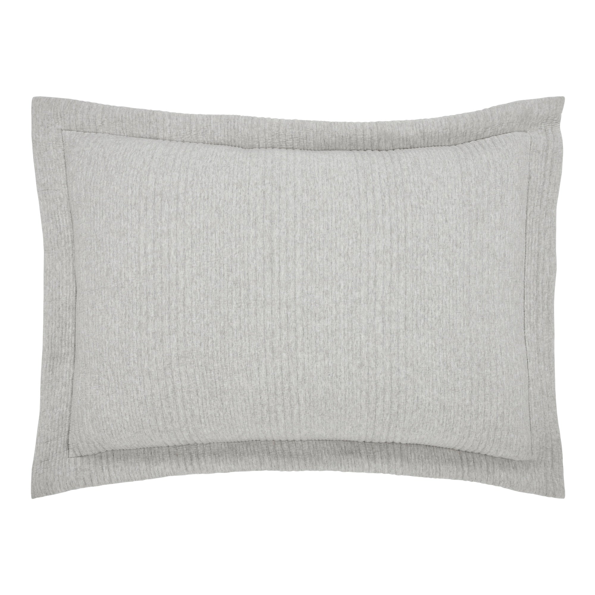 SS-044-2026_1|Single light grey textured ribbed pillow sham, a stylish and comfortable decorative accent for modern bedroom bedding.