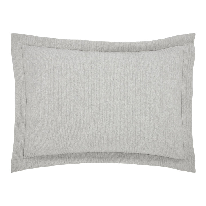 SS-044-2026_1|Single light grey textured ribbed pillow sham, a stylish and comfortable decorative accent for modern bedroom bedding.