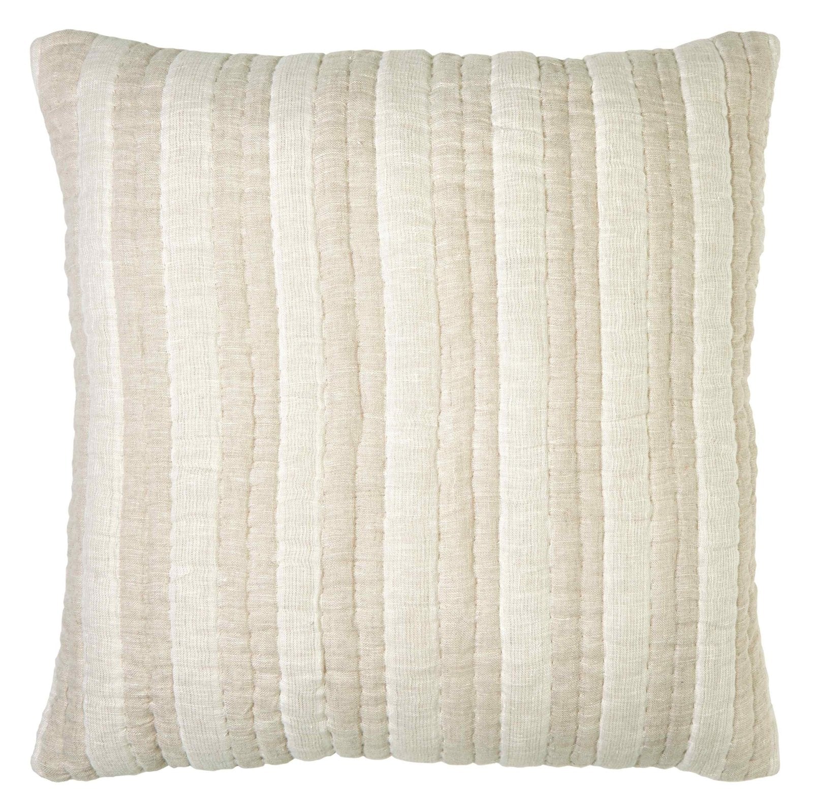 ES-318-X_1|Stylish striped beige and white quilted blanket, offering subtle texture and warmth. Ideal for a cozy, inviting bedroom space.