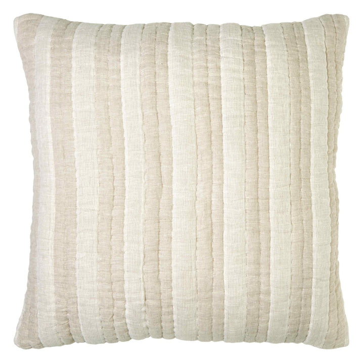 ES-318-X_1|Stylish striped beige and white quilted blanket, offering subtle texture and warmth. Ideal for a cozy, inviting bedroom space.
