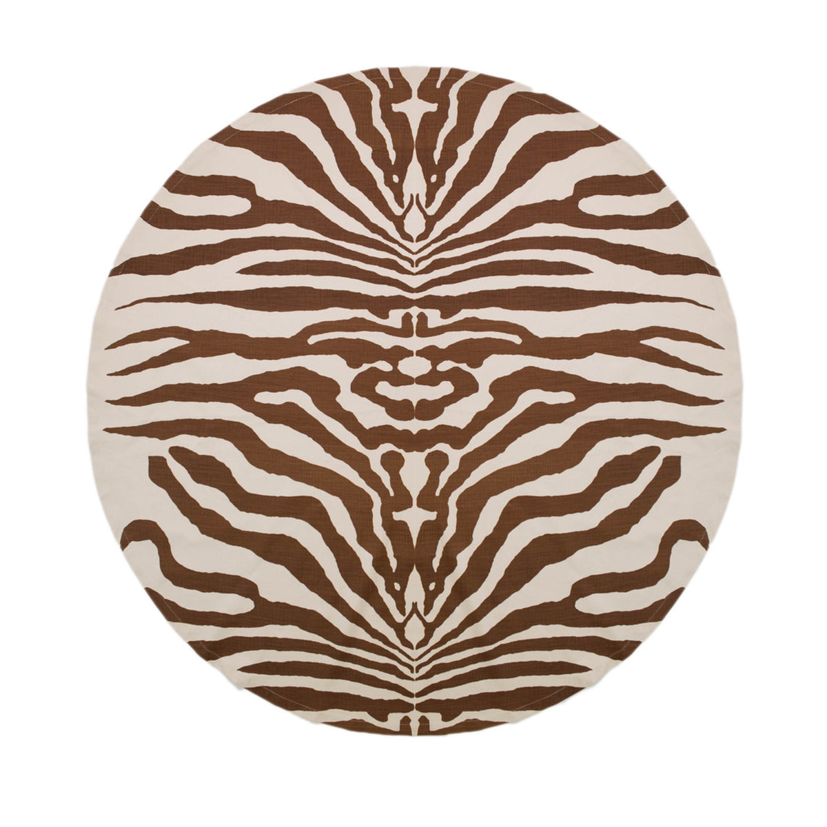 TC-4501A-60R_1|Stylish round rug featuring a striking brown and cream zebra print pattern, perfect for adding an exotic touch to any space.