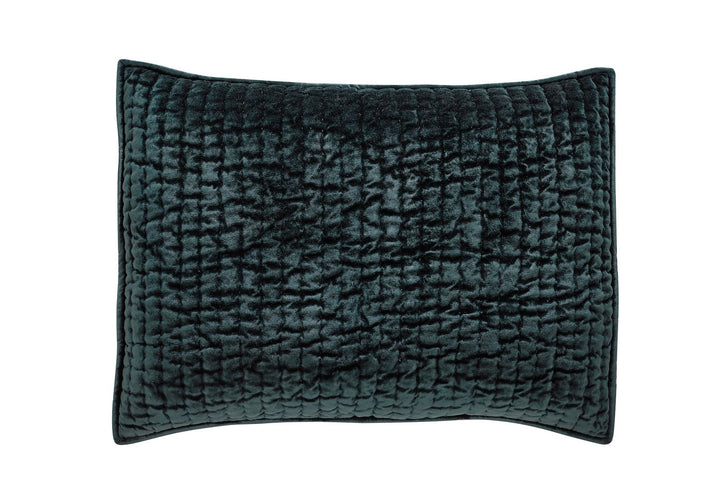 SS-363-2026_1|Luxurious teal velvet quilt with intricate vertical channel quilting pattern. Perfect modern bedding for a cozy bedroom.