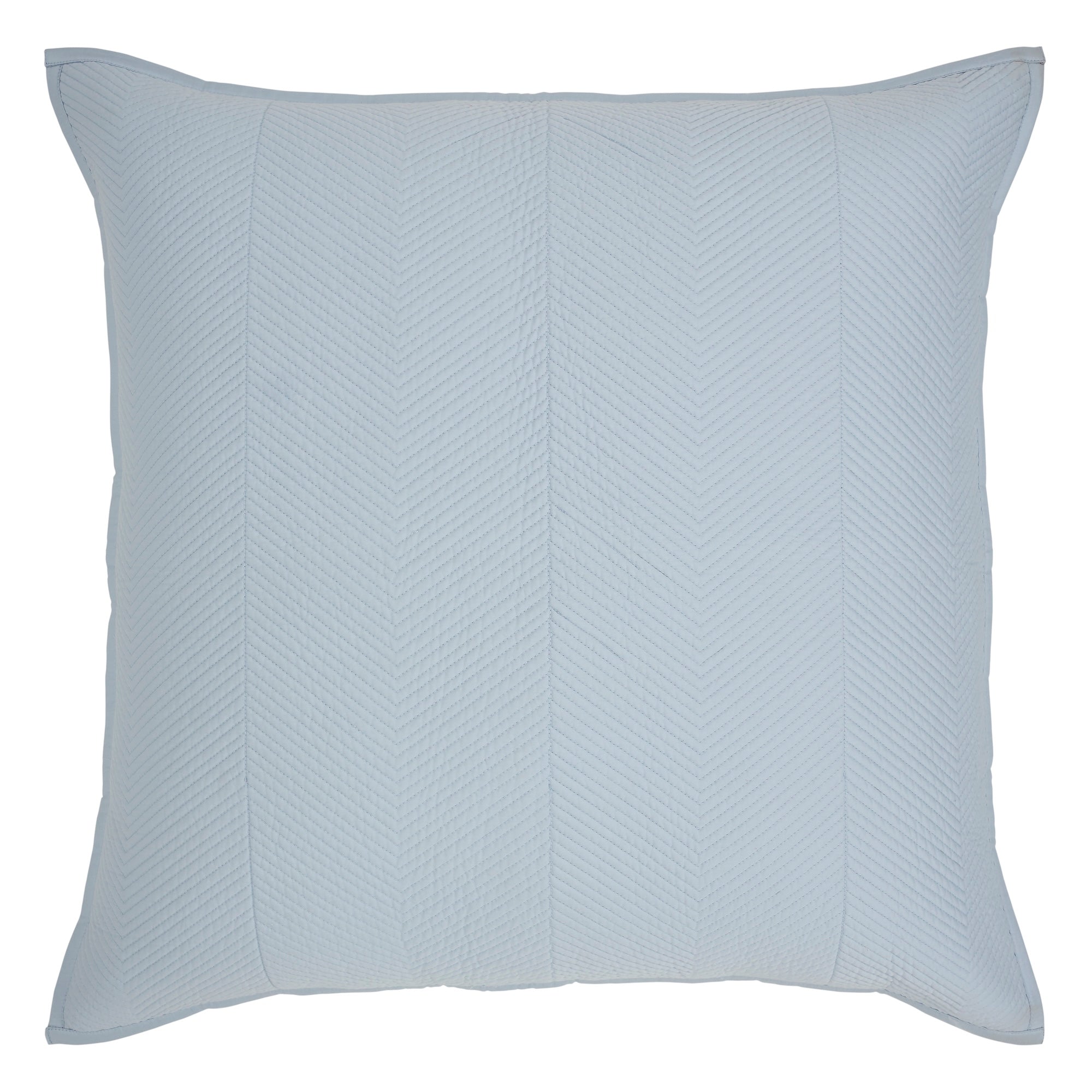 ES-262-2626_1|Square light blue quilted coverlet pillow sham with chevron pattern, adding stylish texture to bedding.