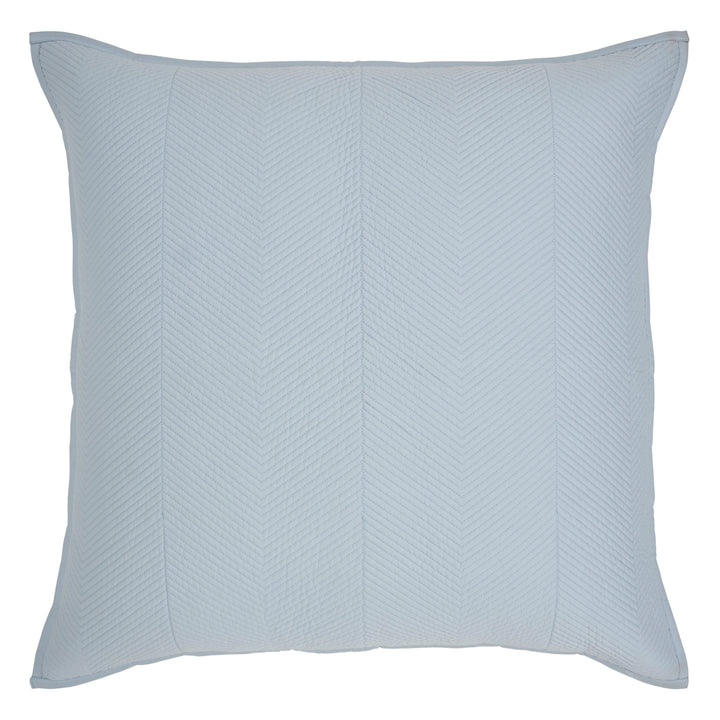 ES-262-2626_1|Square light blue quilted coverlet pillow sham with chevron pattern, adding stylish texture to bedding.