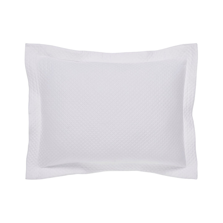 SS-173-2026_1|White quilted coverlet sham with classic diamond pattern, plush, cozy, decorative bedding accent for any bedroom.