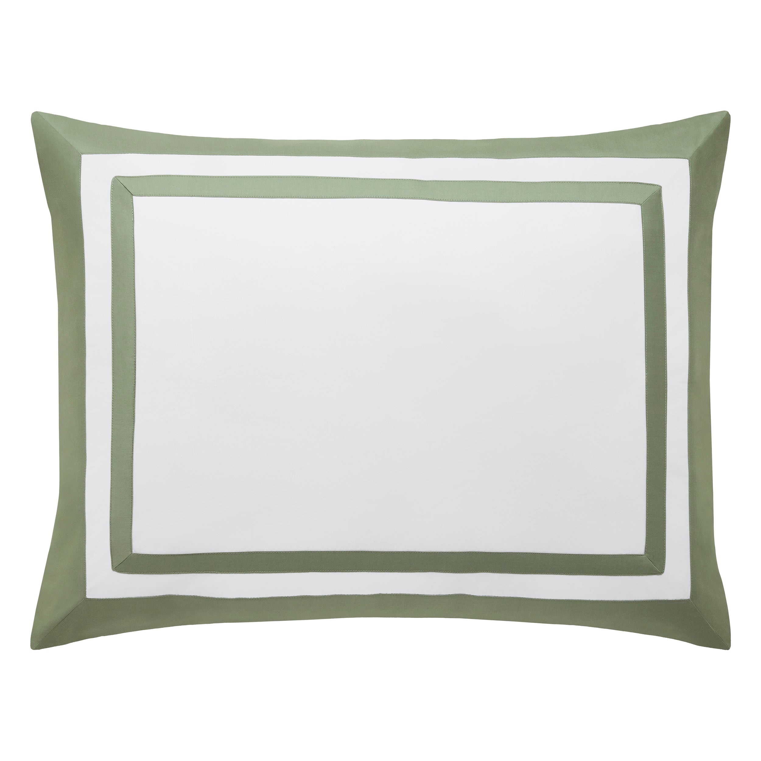 SS-062-2026_1|Crisp white duvet cover with a modern green double border design. Luxurious soft cotton bedding set, ideal for refreshing bedrooms.