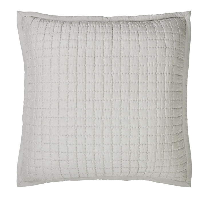 ES-198-2626_1|Modern light grey coverlet featuring a neat geometric grid quilting pattern, providing a tailored and stylish appeal.