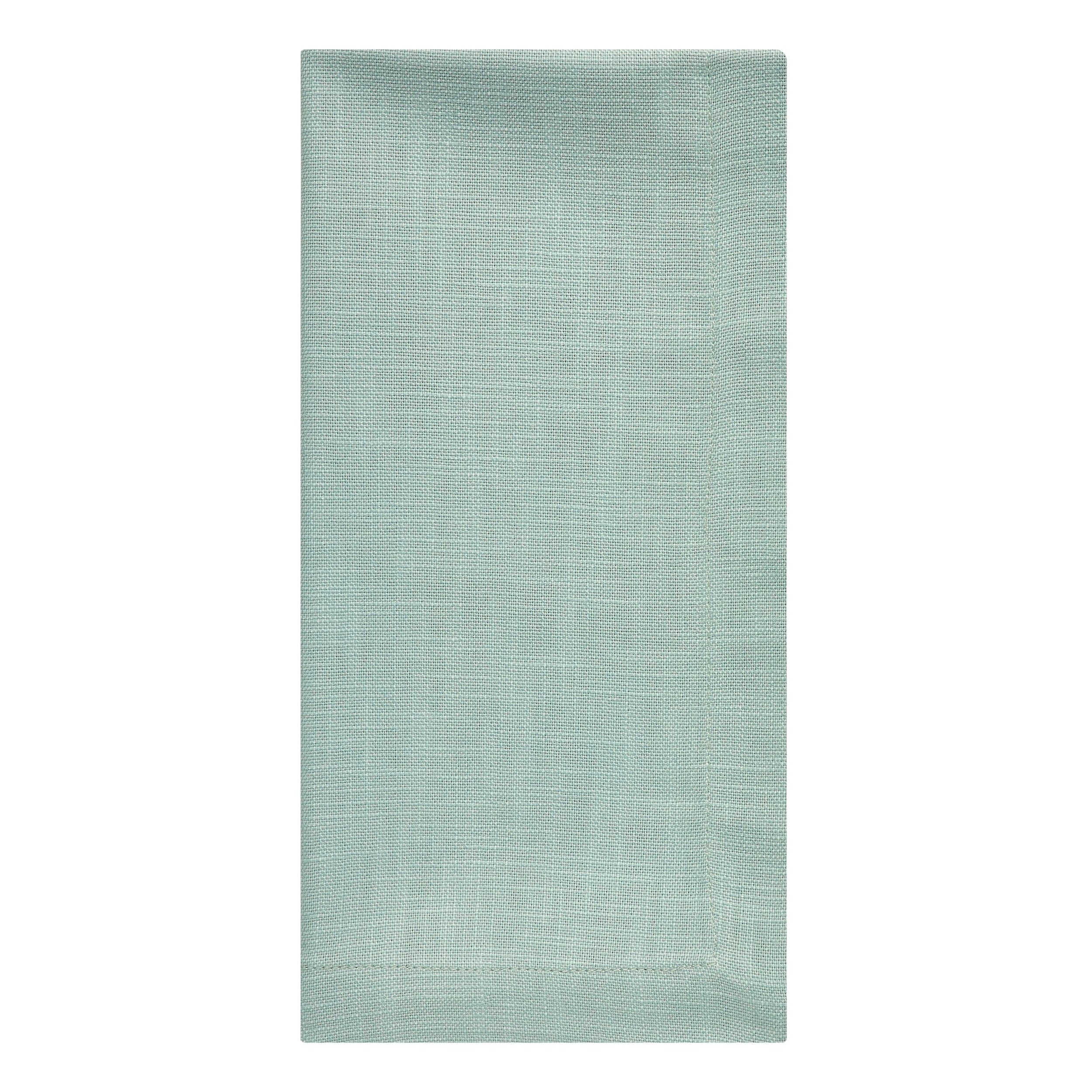 NP-4811-2020_3|Single seafoam green reusable linen blend dinner napkin. Ideal for elegant dining table settings, special occasions, and daily use.