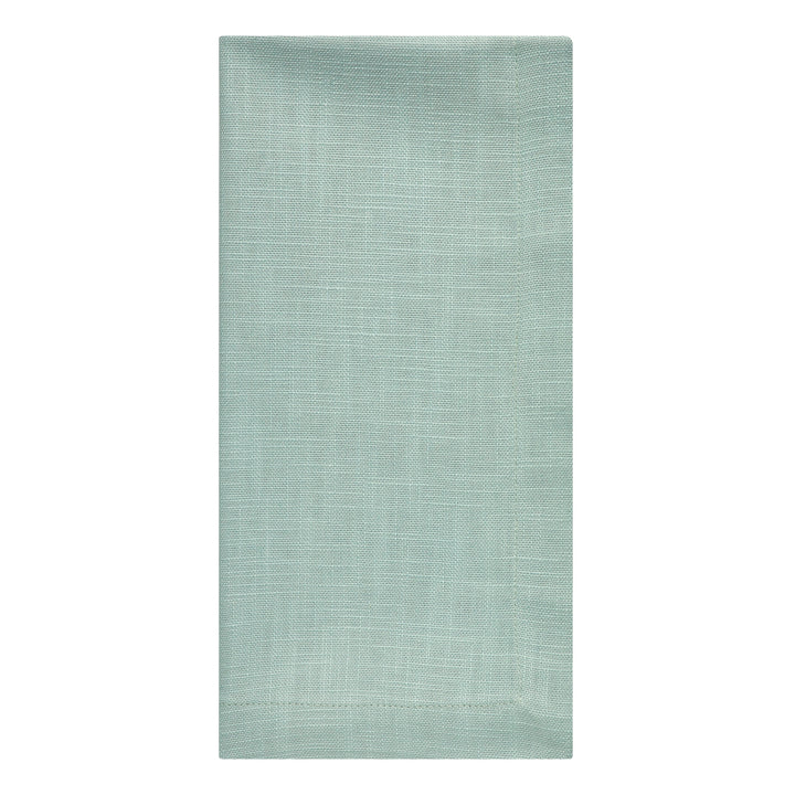 NP-4811-2020_3|Single seafoam green reusable linen blend dinner napkin. Ideal for elegant dining table settings, special occasions, and daily use.