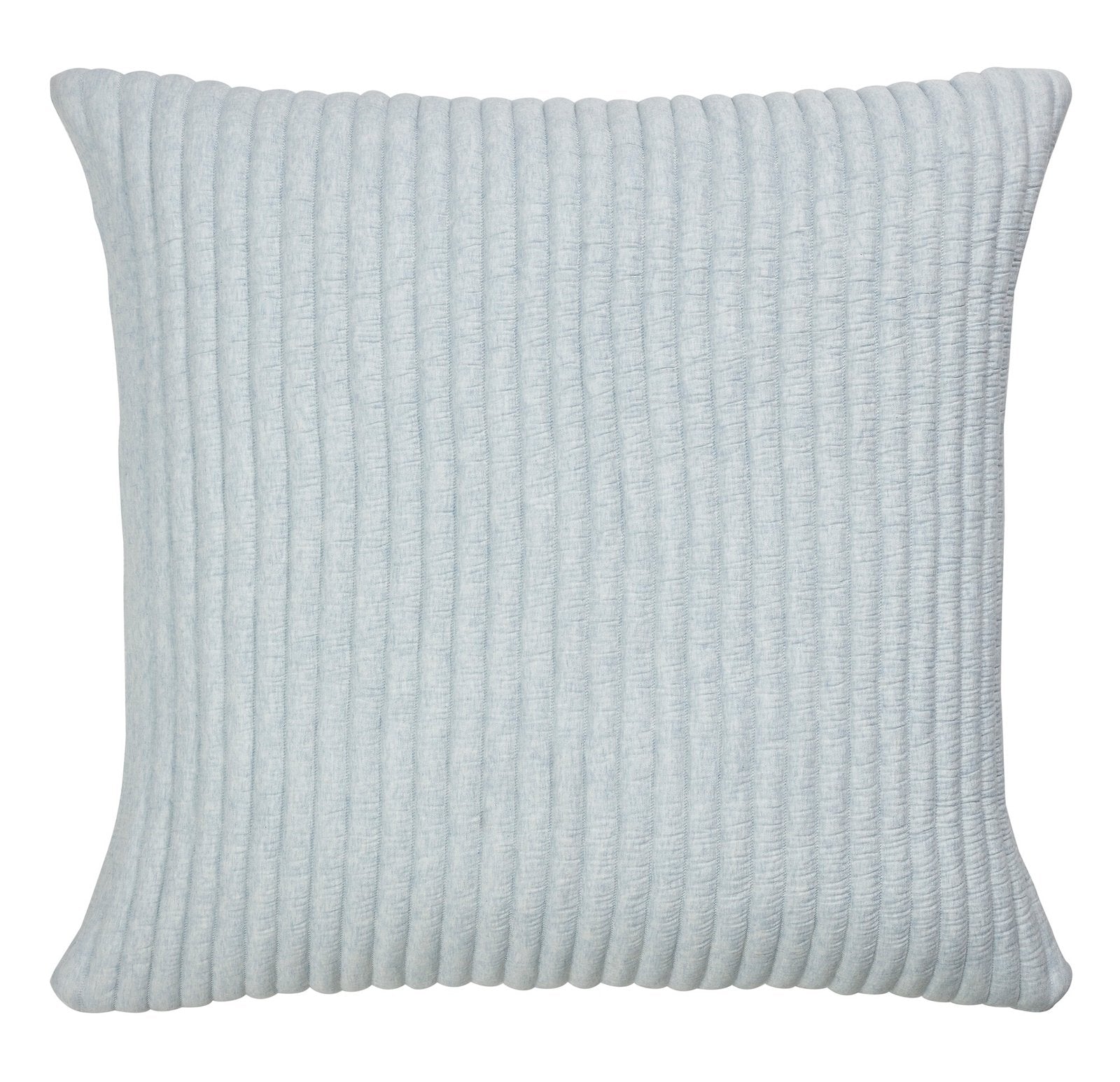ES-369-2626_1|Soft light blue ribbed quilted accent pillow, providing cozy texture and style. A unique coverlet alternative.