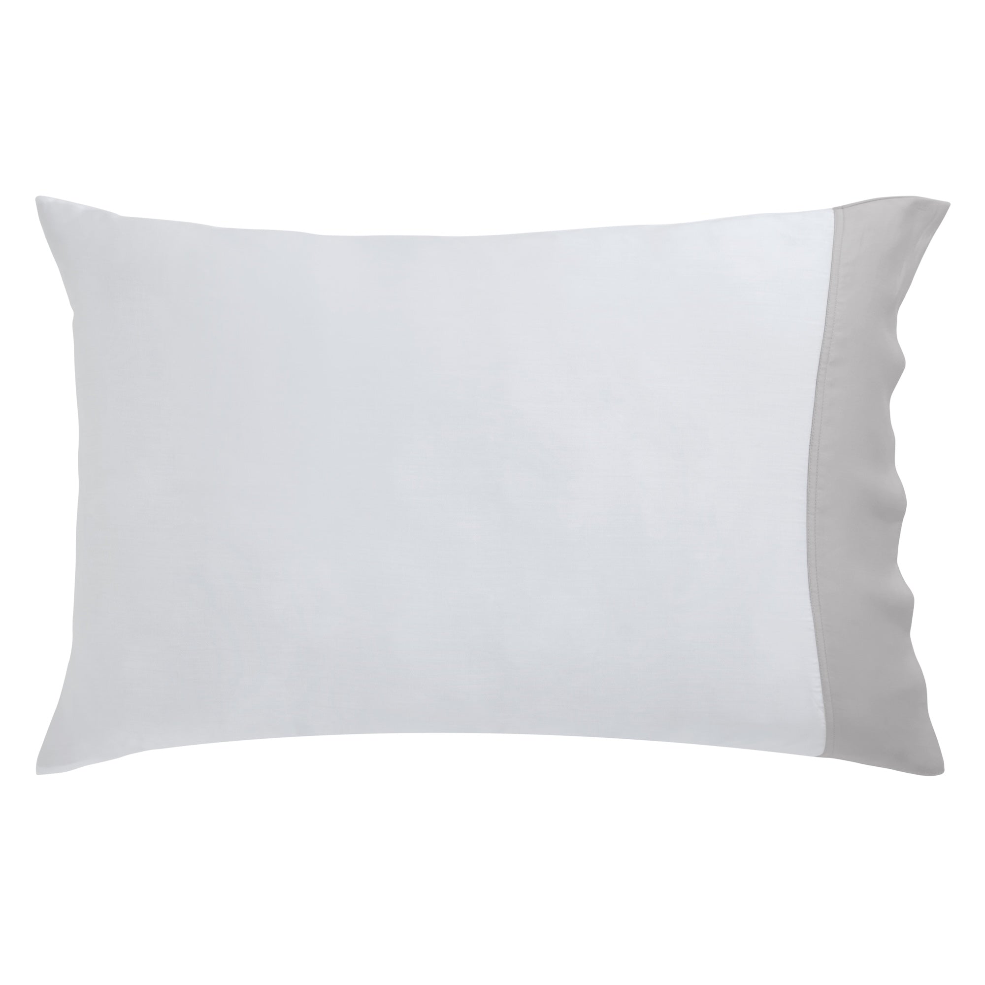 AKP-529-2040_2|Stylish single white 100% Lyocell pillowcase featuring a sophisticated grey border, ideal for modern bedrooms.