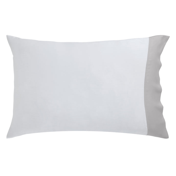 AKP-529-2040_2|Stylish single white 100% Lyocell pillowcase featuring a sophisticated grey border, ideal for modern bedrooms.