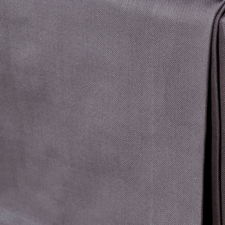 BS-107-7880_3|Elegant dark grey panel bed skirt with pleated corners, adding a tailored finish to bedroom decor. Conceals under-bed storage beautifully.