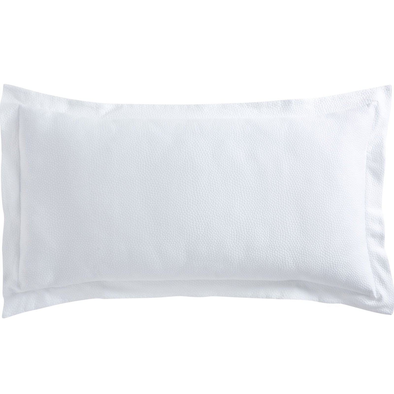 SS-258-2026_2|White textured pillow sham with a subtle pebbled pattern. Offers sophisticated, minimalist bedding accent, perfect for modern style.