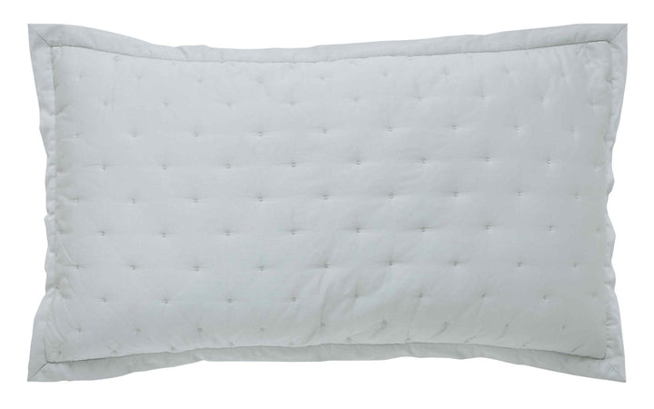 KS-351-2036_1|Soft light grey quilted sham featuring a subtle tufted square pattern, perfect for a contemporary bedroom aesthetic.